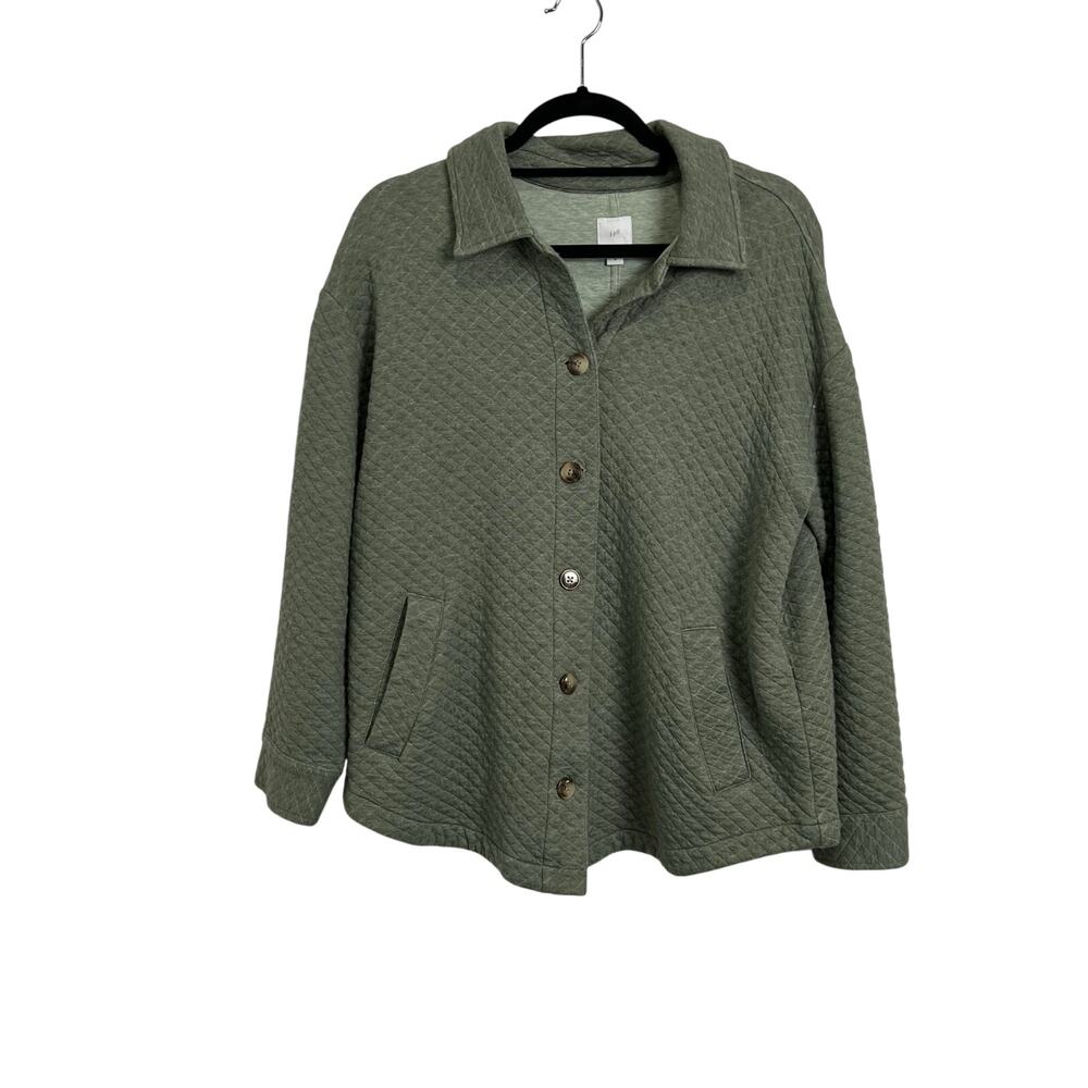 J. Jill Green Quilted Shacket Shirt Jacket Cozy Women's Medium